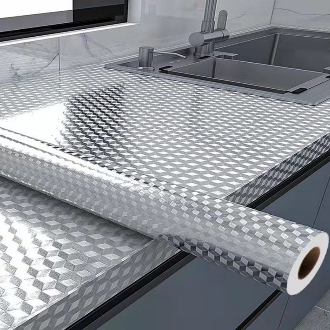 Commercial Kitchen Wall - Aluminum Foil Kitchen Stove Sticker, Oil-Proof