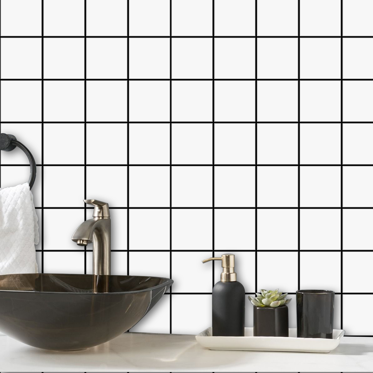 Commercial Kitchen Wall - 10pcs Premium Square Wall Tile Sticker