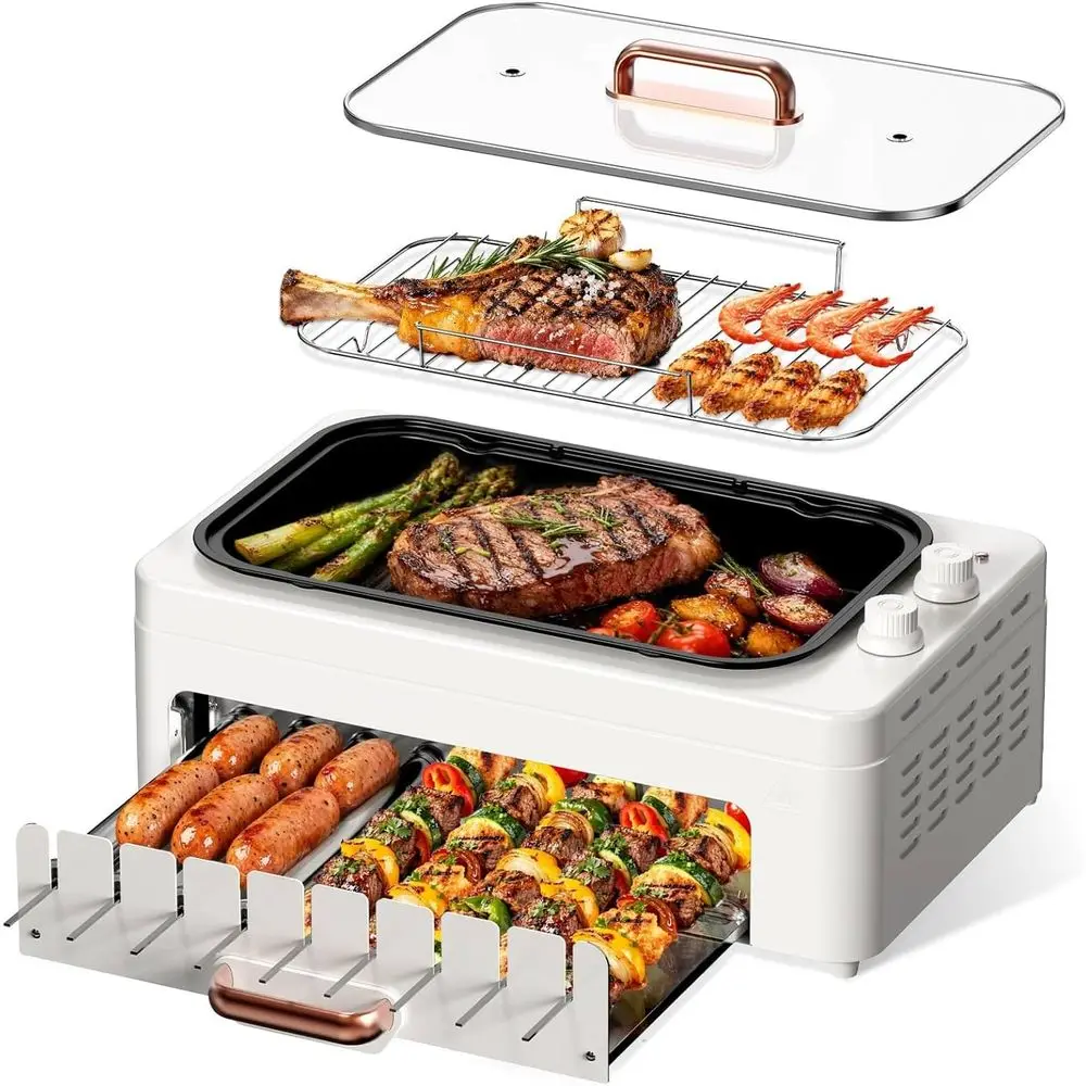 4-in-1 Indoor Countertop Grill - Hot Dog Roller Grill 评论和价格