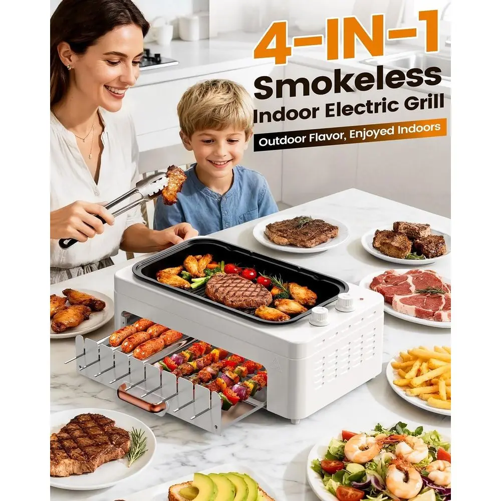 4-in-1 Indoor Countertop Grill - Hot Dog Roller Grill 评论和价格