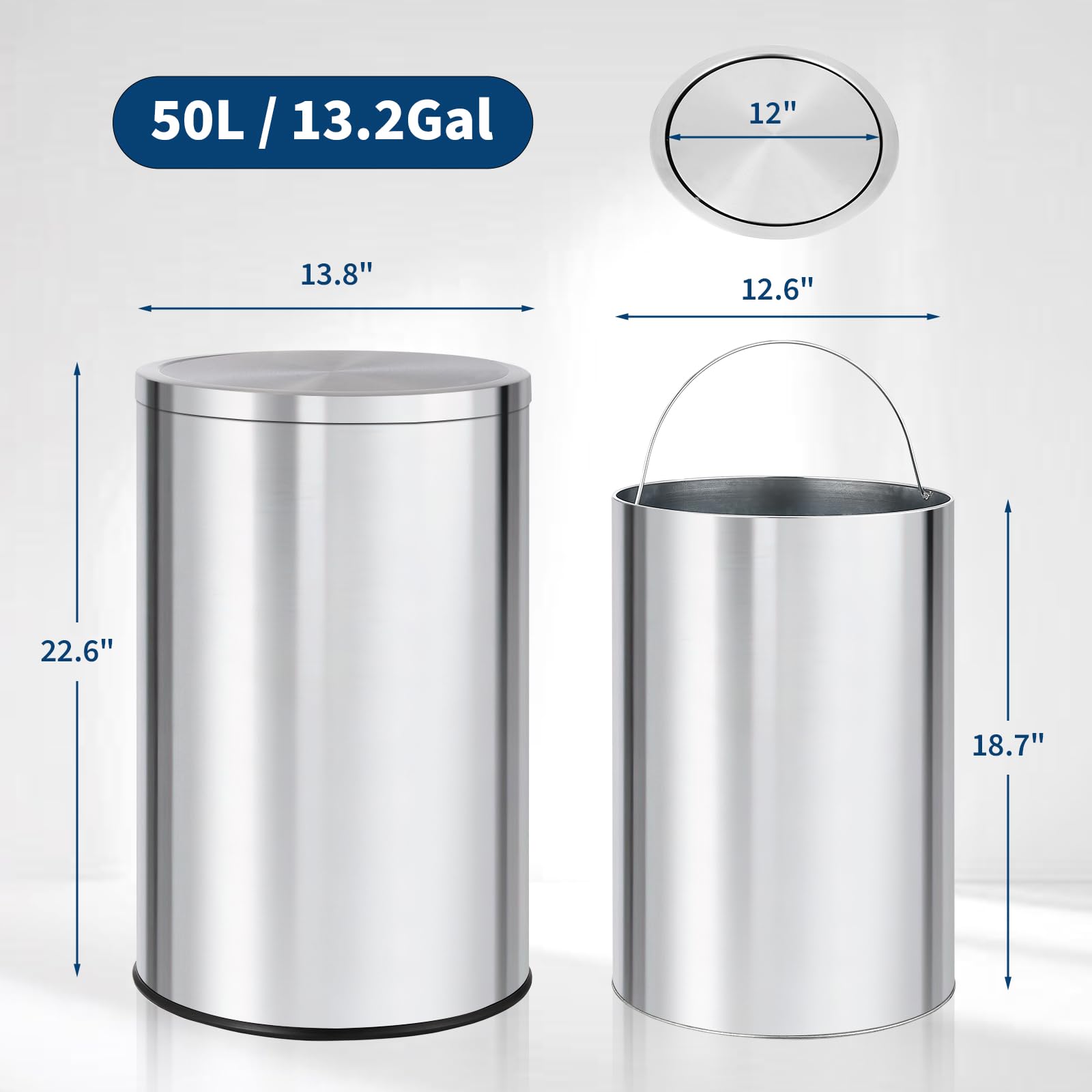 13 Gallon Round Trash Can, Sta - Commercial Kitchen Garbage Can 评论和价格