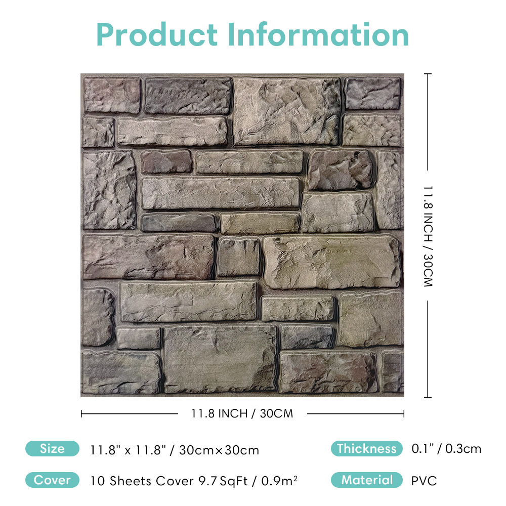 10pcs 3D Faux Stone Peel and S - Commercial Kitchen Wall 评论和价格